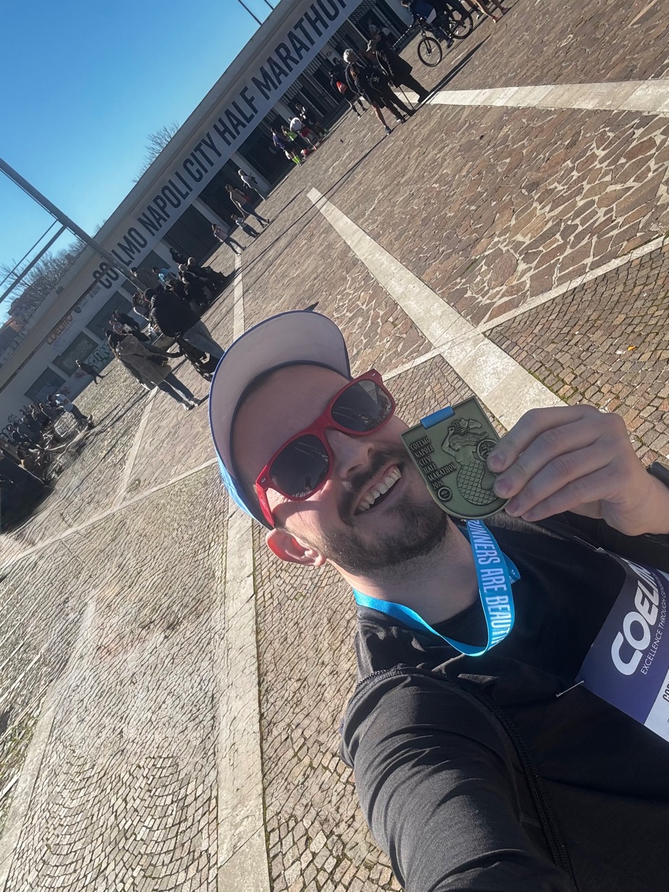 Peter Dombrovský after successfully completing the Naples half marathon
